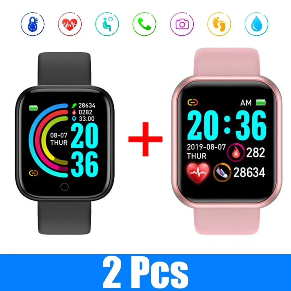 Bluetooth D20 Smart Sport Watch Men's Women's Blood Pressure Heart Rate Fitness Wristwatch Put Photos Kids Digital Watches Clock