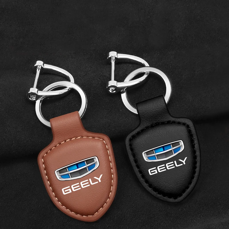 

Leather Car Key Emblem Chain Ring Keychain For Geely Atlas Boyue NL3 X6 EX7 Emgrand X7 SUV GT GC9 Borui Coolray EC7 Accessories