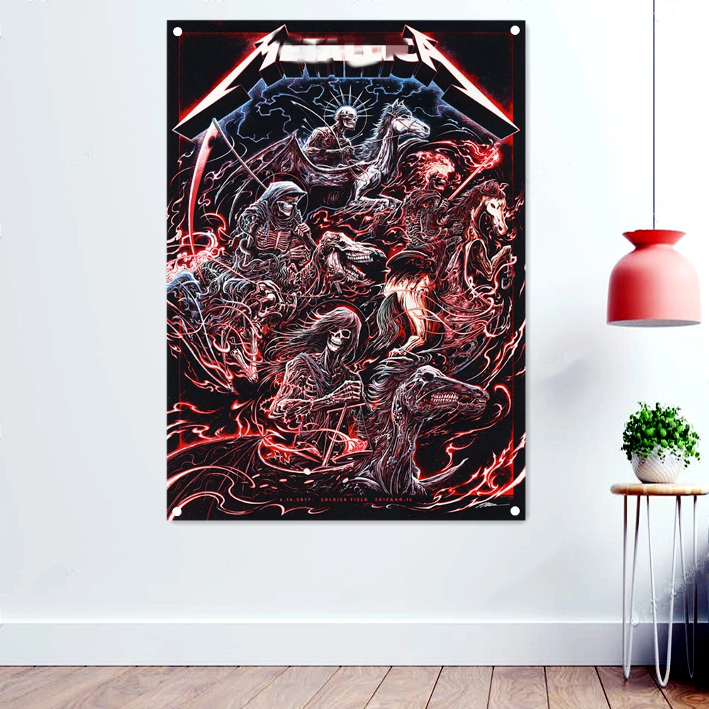 

Legion of Death Macabre Art Banner Wall Hanging Rock Band Icon Flag Death Metal Artist Poster Bloody Horror Skull Art Tapestry