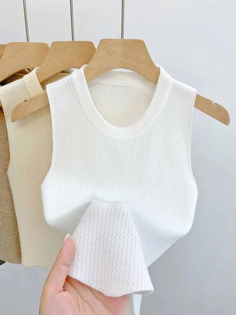 Осенне-зимняя внутренняя одежда Вязаная маленькая майка Женский костюм Нижняя