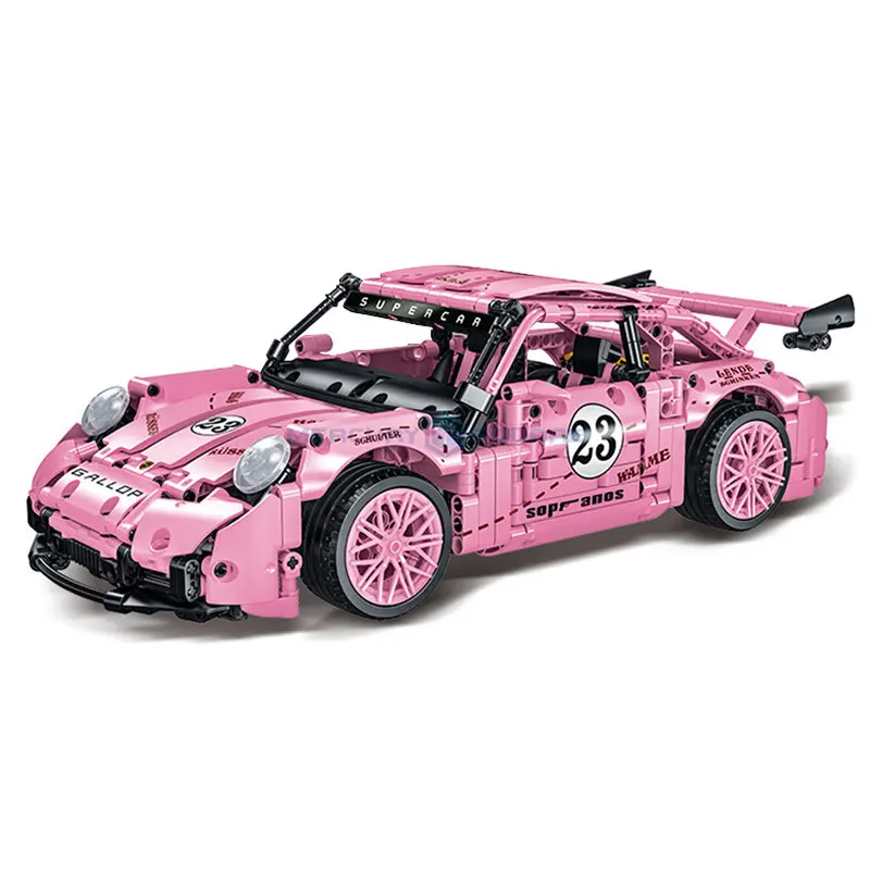 

The Pink GT Super Speed Racing Car 023024-1 MOC 1:14 Scale Model Building Blocks Bricks Set Furious Toys For Gifts