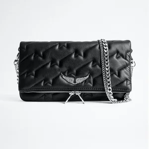 Top Fashion Brand 100% Genuine Leather Ladies Wrinkle Pattern Chain Flap Bag 2022 New Crossbody Squa