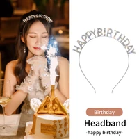 1pcs fashion sweet birthday girl headband metal alloy rhinestone birthday party tiara hair hoop princess crown women headwear