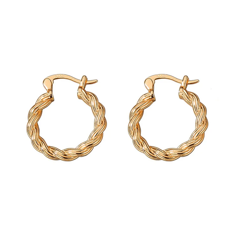 

ALLNEWME Vintage Twisted Rope Round Circle Big Earring for Women Gold Color Metal Hollow Hoop Earrings Wholesale Jewelry 2022