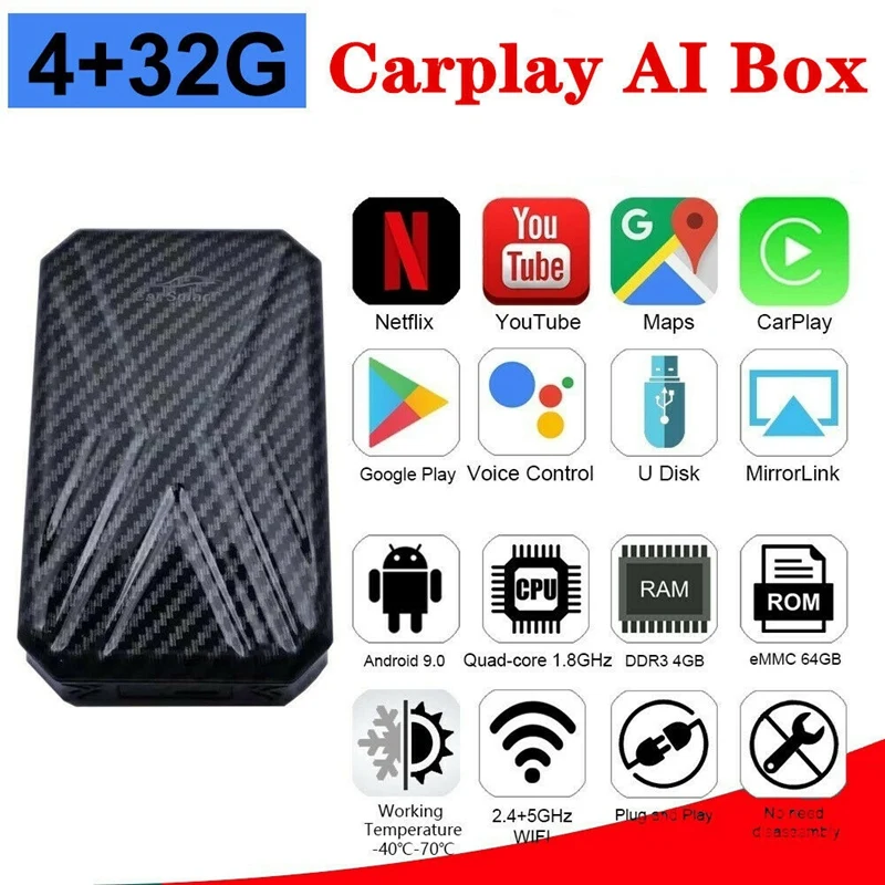 

Android 9.0 беспроводной активатор Carplay AI Box для Volvo S60 S90 XC60 XC40 XC90 V60 V90 2019-2021 автоматическое подключение и воспроизведение