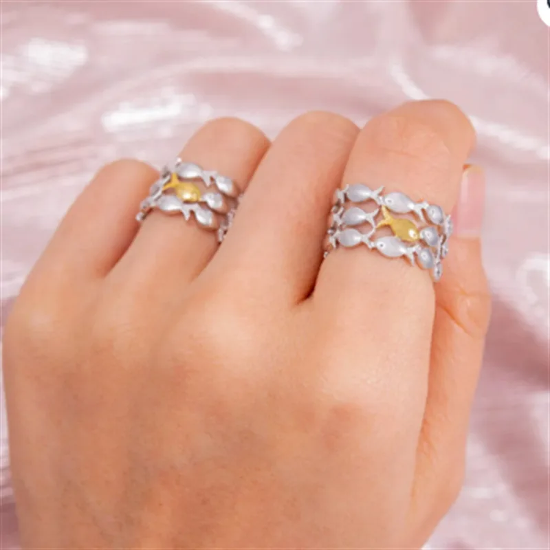 Фото Аксессуары для DIY: популярное на AliExpress двухцветное сетчатое кольцо с регулируемой застежкой, модное, нишевое, простое и универсальное украшение для рук. №2