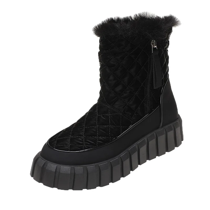 

Waterproof Women's Snow Boots 2023 Winter Non-Slip Thick Plush Ankle Boots Woman Fashion Zipper Keep Warm Cotton Padded Shoes