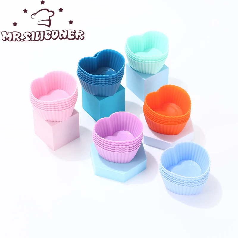 

12pcs/Set Silicone Cake Mold Heart Shaped Muffin Cupcake Baking Molds Kitchen Cooking Bakeware Maker DIY Cake Decorating Tools