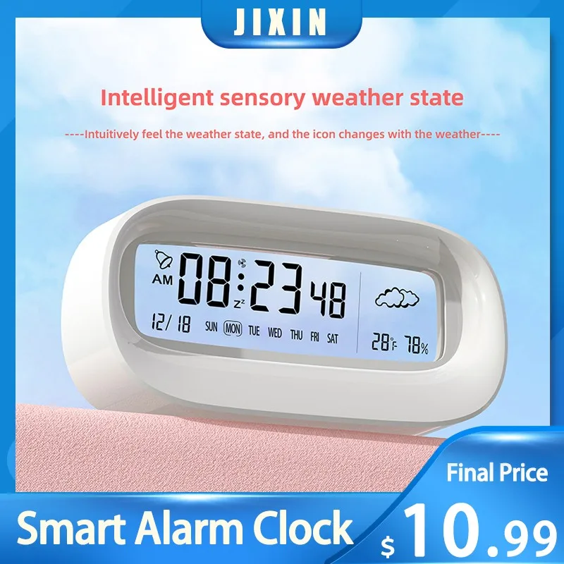 

Intelligent Sensory Weather Multifunctional Alarm Clock Rechargeable LED Digital Electronic Clock Humidity Calendar Desktop