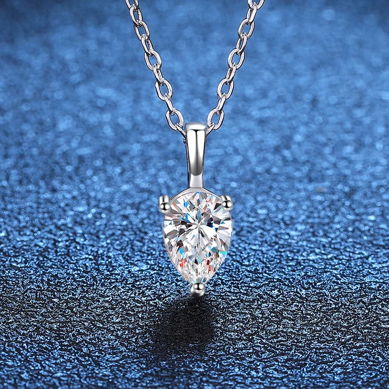 

1Ct Real D Color VVS1 Moissanite Necklace S925 Sterling Silver Plated 18K Water Drop Zircon Pendant Necklace Fine Jewelry GRA