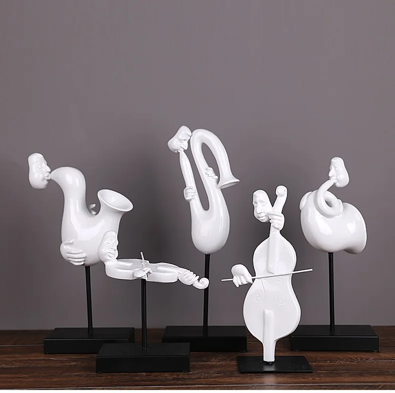 

Abstract Band Head Portrait Art Sculpture Music Saxophone Tuba Figure Statue Resin Art&Craft Musician Home Decoration R1379
