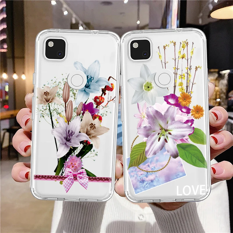 

Flowers Floral Case for Google Pixel 7 7Pro 6a 6 6Pro 5 5a 5G 4XL 4 4a 2 2XL 3 3XL 3a 3aXL Transparent Soft Silicone Fundas