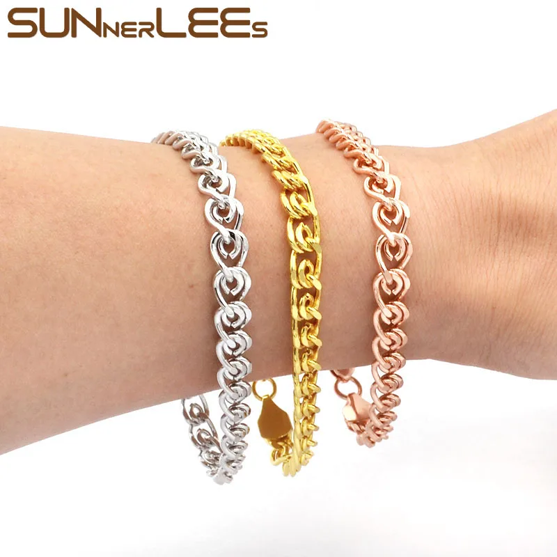 SUNNERLEES Модные Ювелирные изделия Белый Розовый золотой цвет браслет 6 мм Улитка