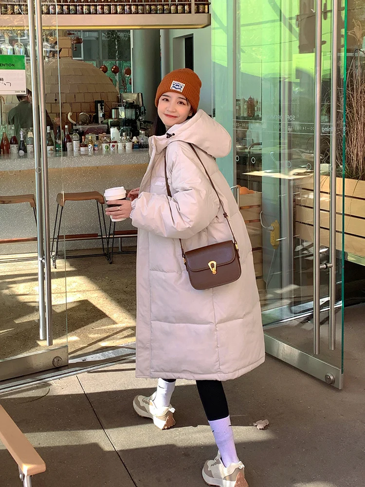 Down Cotton Jacket Female Long Coat Autumn Winter Women's 2022 New Hooded Loose Winter Cotton Padded Jacket Parkas