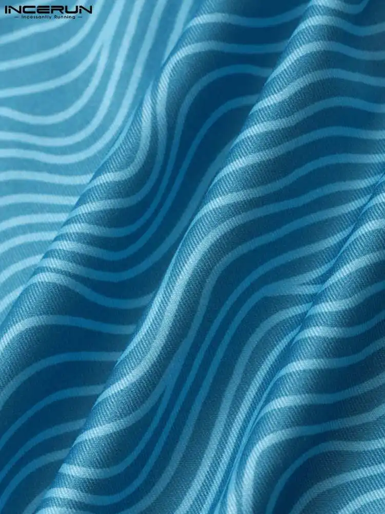 INCERUN Comfortable Homewear Men Fashionable All-match Simple Onesies Sexy Leisure Water Ripples Sleeveless Bodysuits S-5XL 2022