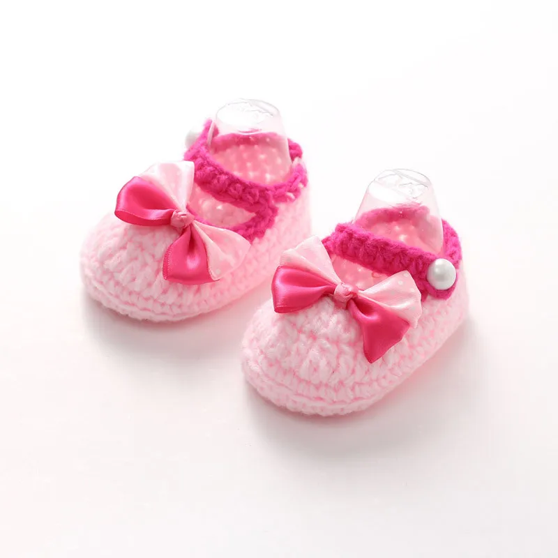 

Crib Crochet Casual Baby Girls Handmade Knit Sock Bow Infant Shoes Baby Girl Shoes Children'S Sneakers Baby Shoe Boy 아기신발