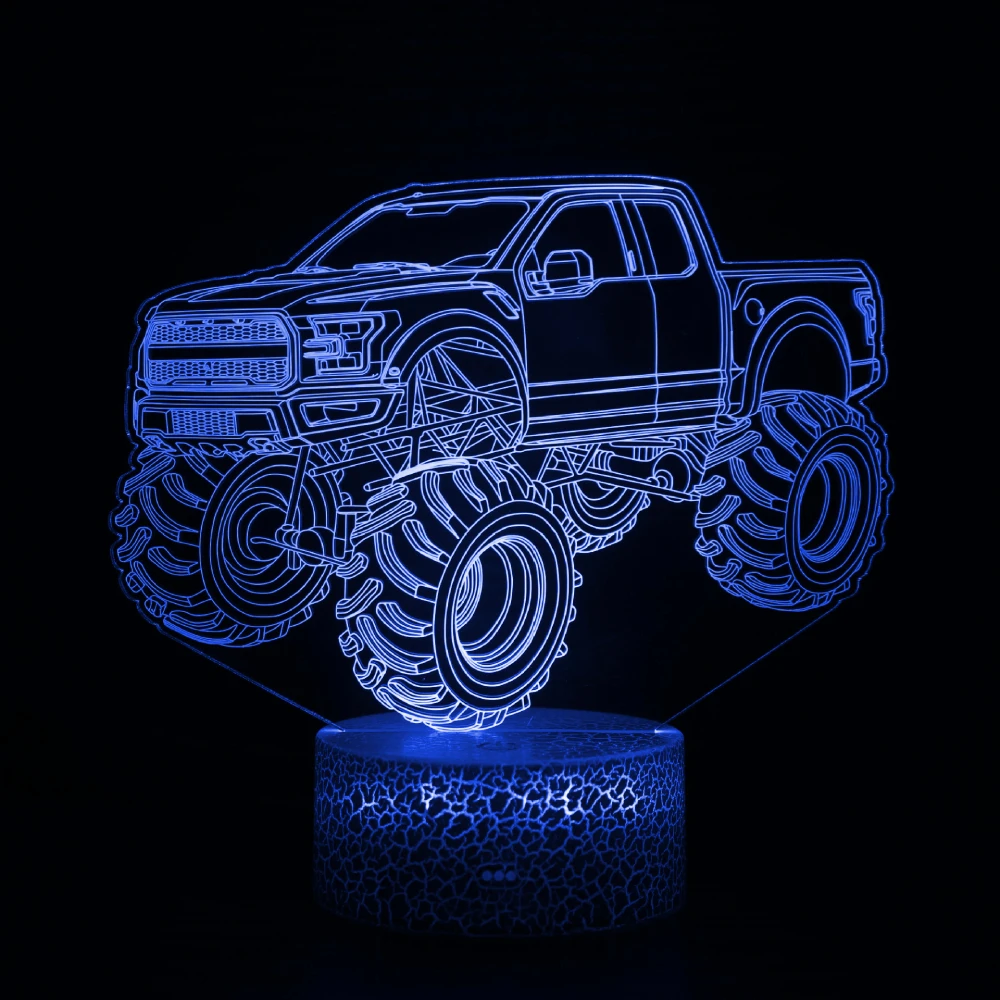 3D ночники Monster Trucks для детей детский ночник мальчиков 7 светодиодов меняющие