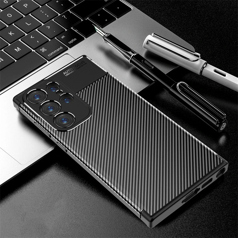 

For Samsung Galaxy S23 Ultra Case Bumper Silicon Carbon Fiber Case For Samsung Galaxy S23 Ultra Cover For Samsung S23 Ultra Case