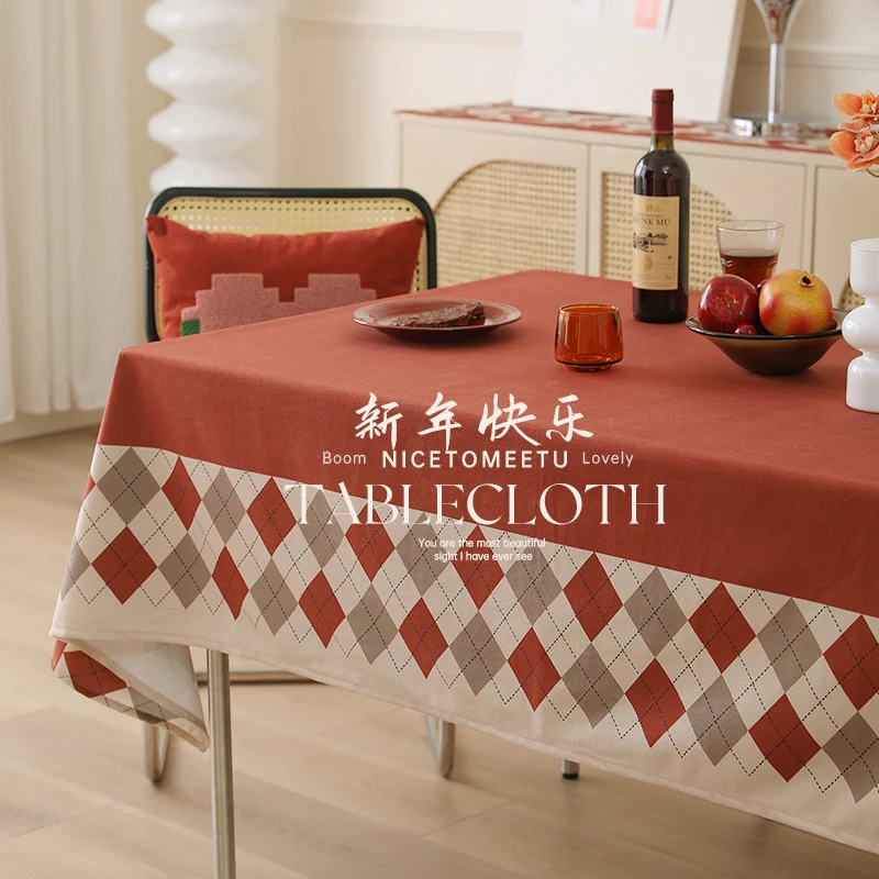 

Table cloth, washable, oil resistant, waterproof, red tea table cloth, dining table cloth