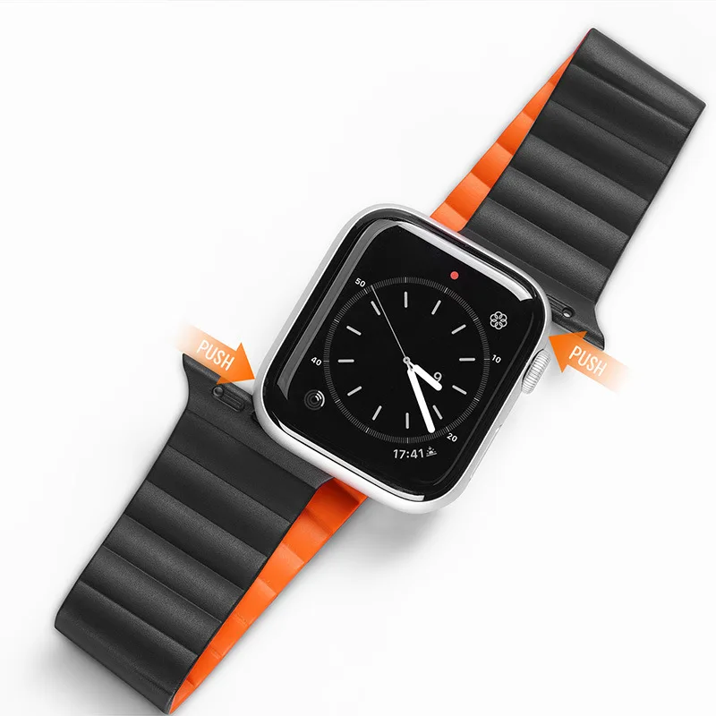 Magnetic Silicone strap For Apple watch band 44mm 45mm 42mm 40mm 41mm 38mm Series UItra 8 7 6 5 4 SE bracelet wristband iwatch 3