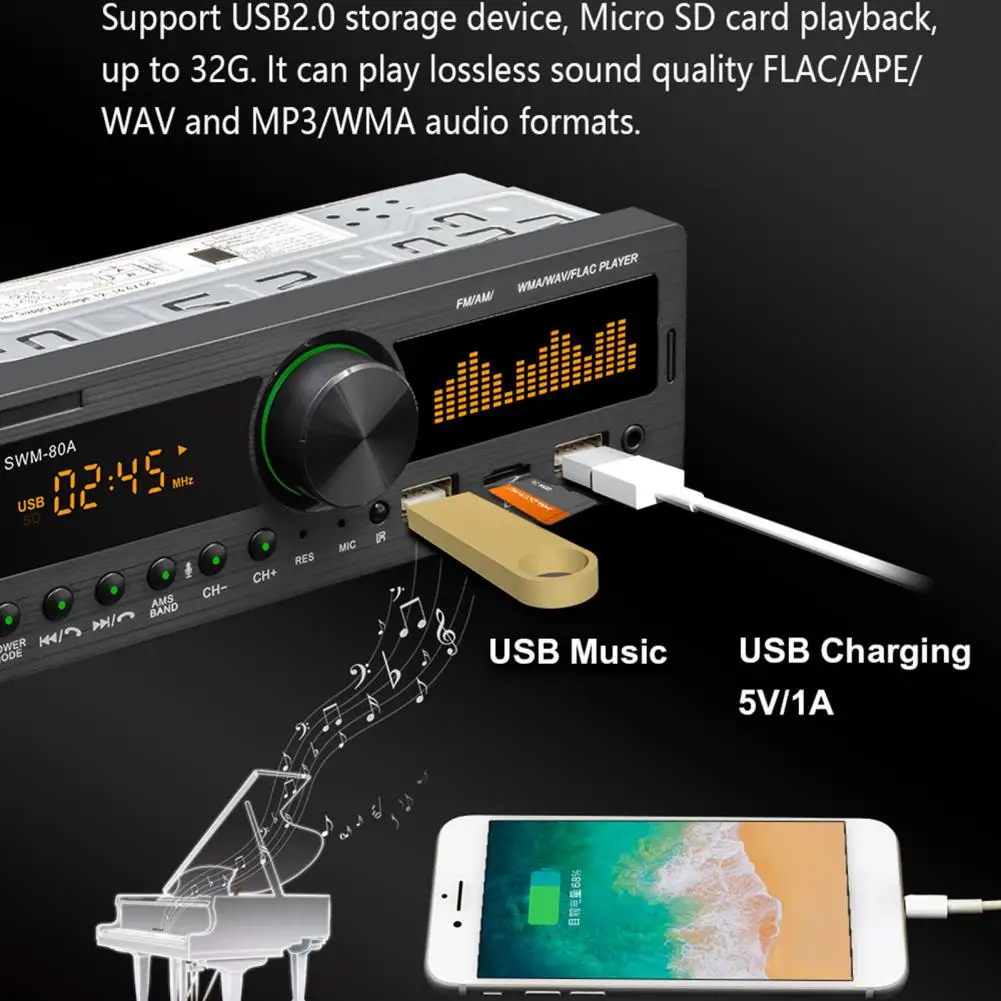 Автомобильный радиоплеер уникальный Bluetooth MP3-плеер автомобильный радиоприемник