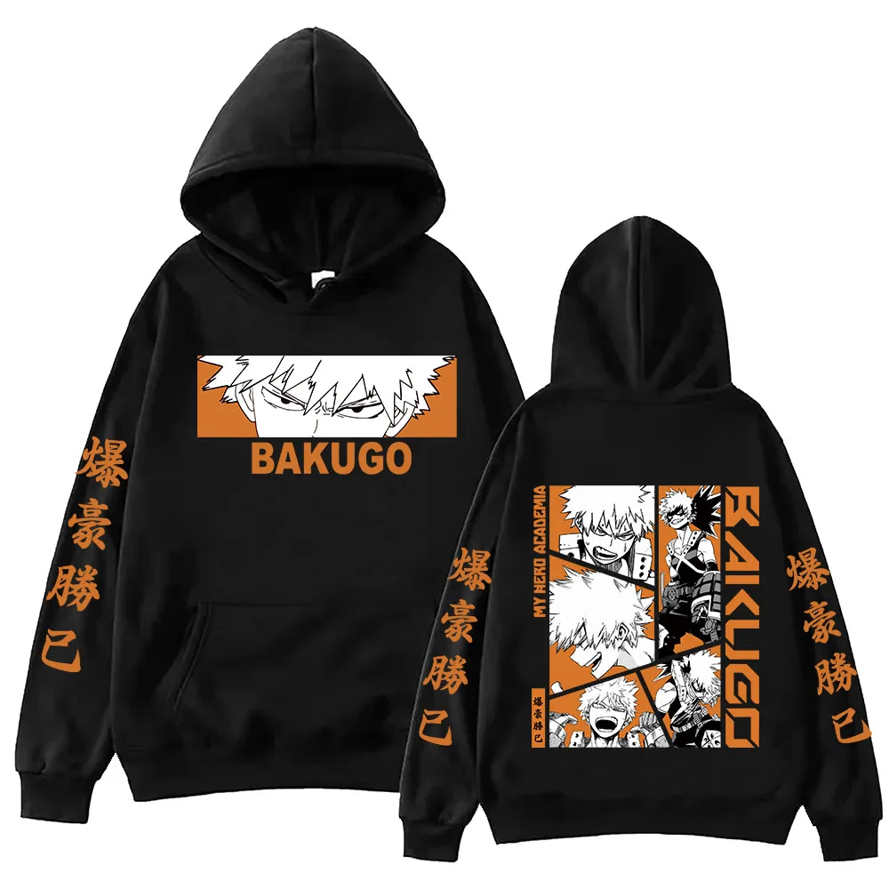 Фото Аниме My Hero Academia Bakugo Толстовка с капюшоном Harajuku Хип-хоп Пуловер Топы Подарок фанатам №1