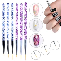 3pcsset nail art line painting pen 3d tips acrylic uv gel brushes drawing crystal liner glitter french design manicure tools