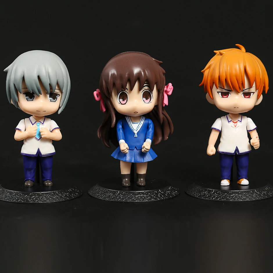 

10cm Fruits Basket Honda Tohru Sohma Kyo Yuki Decoration Anime PVC Figures Dolls Toys 3pcs/set