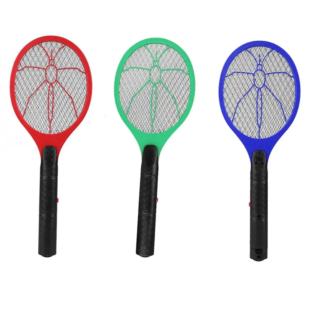 Fly Swatter Electric 3-Layers Mesh Pest Repeller Bug Zapper Racket Wireless Long Handle Battery Powered