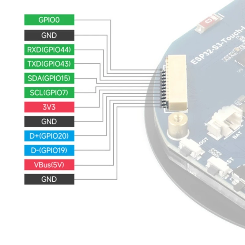 2 1-дюймовый сенсорный дисплей с разрешением 262 тыс. цветов для ESP32S3 встроенный
