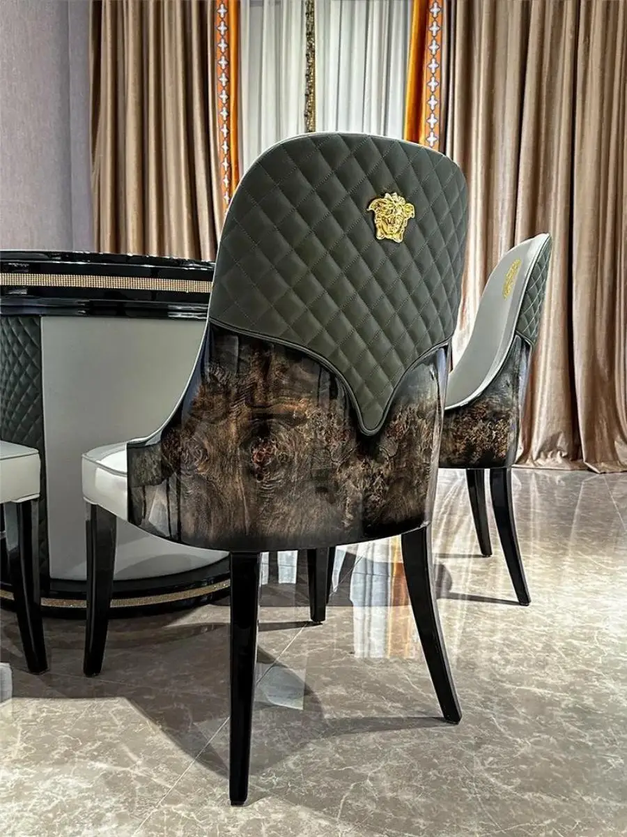 Итальянский роскошный круглый обеденный стол и стул из массива дерева Xiaohongshu home