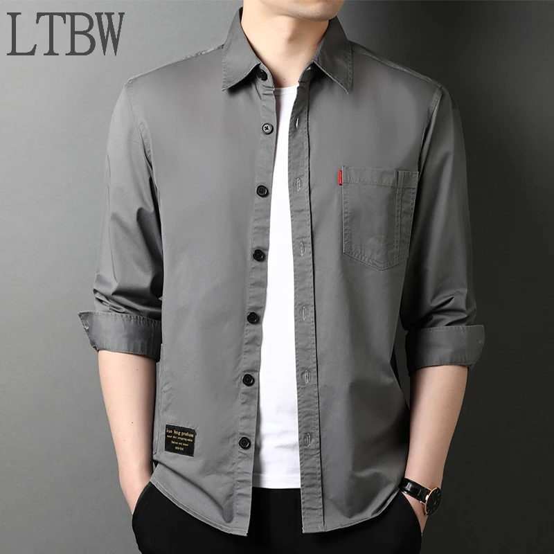 Fast Shipping New Men's Solid Color Long Sleeve Hunting Style Shirt Casual Multi Pocket Long Sleeve Top