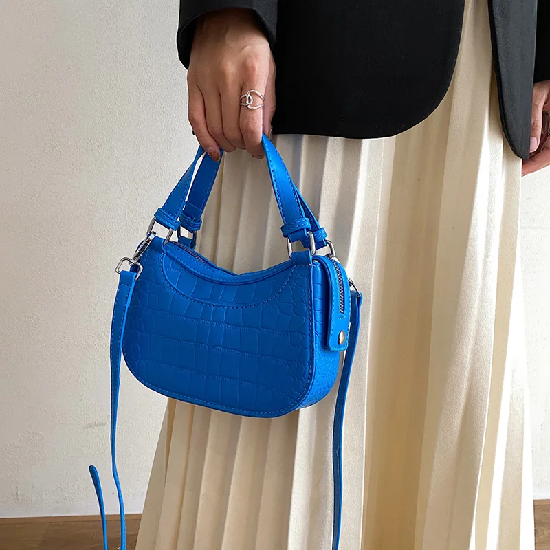 

Дизайнерские женские маленькие сумочки с полумесяцем из кожи аллигатора 2023, роскошные брендовые сумки через плечо с крокодиловым узором, з...