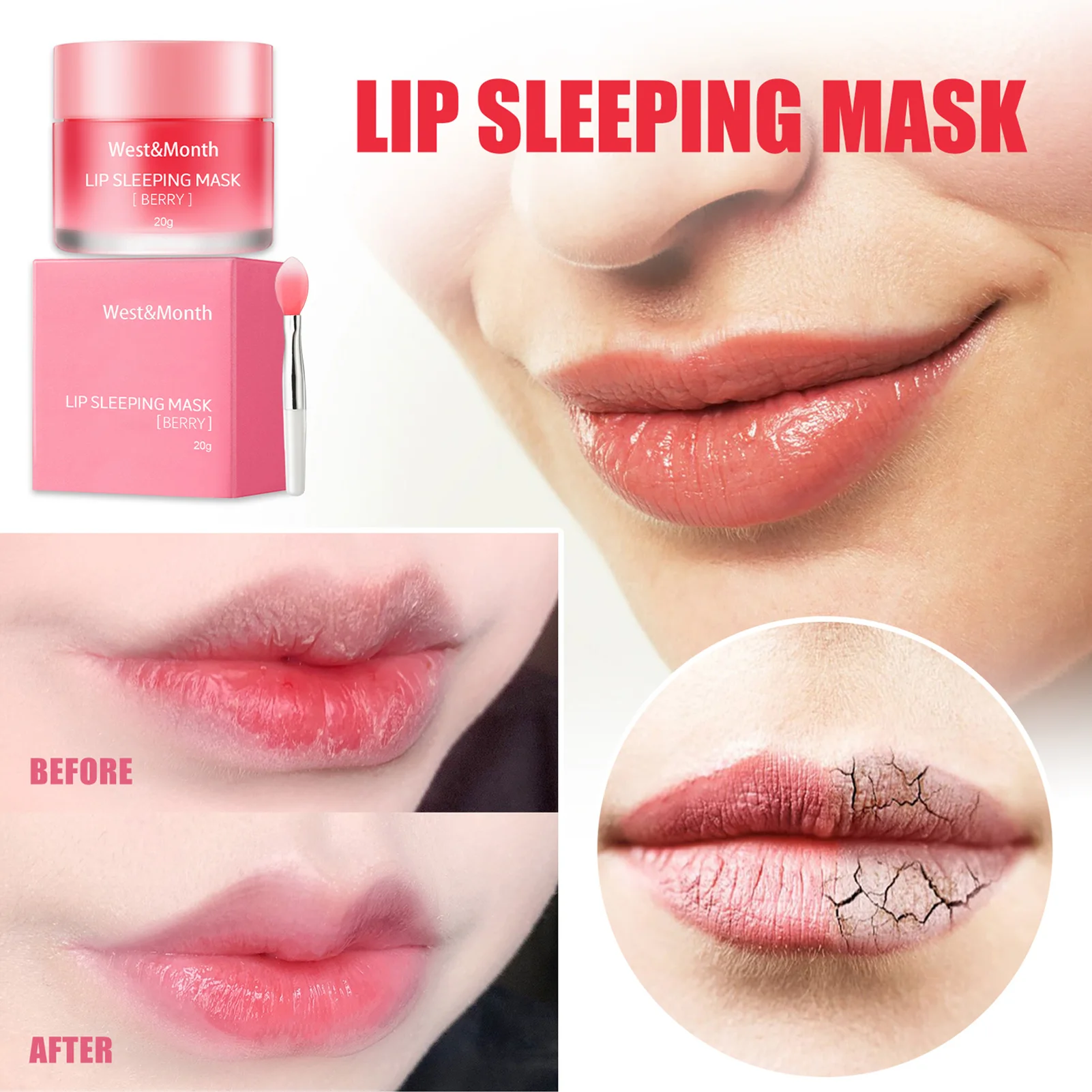 

Moisturizing Lip Mask Lip Care Strawberry Lip Mask Hydrating Nutrious Night Sleep Repair Lip Film Remove Dead Skin 20g