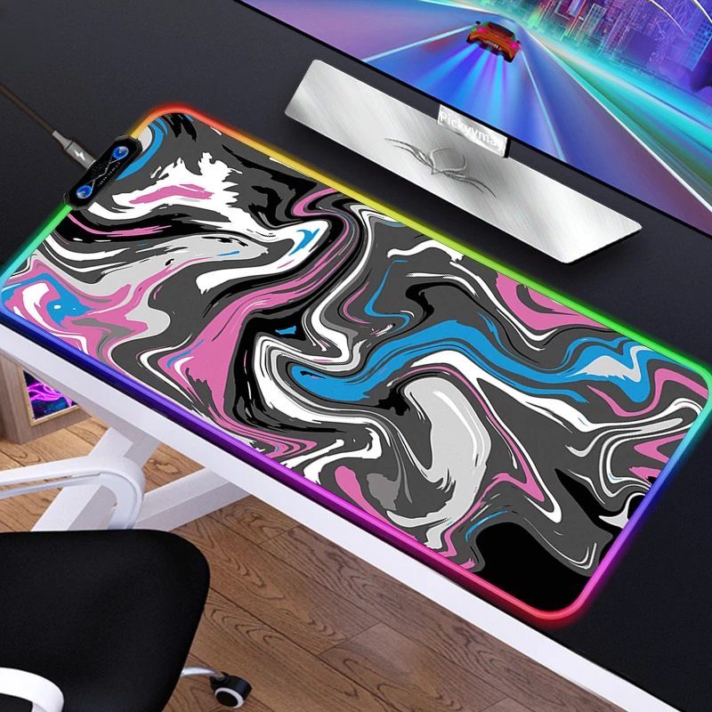 

RGB Strata Liquid Mouse Pad LED Lock Edge Speed Control Laptop Keyboard Mat Size for Gaming Accessories with Backlit Mouse Pads