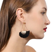 national fashion trendsetter earrings bohemian cotton thread tassel fan shaped earrings earrings