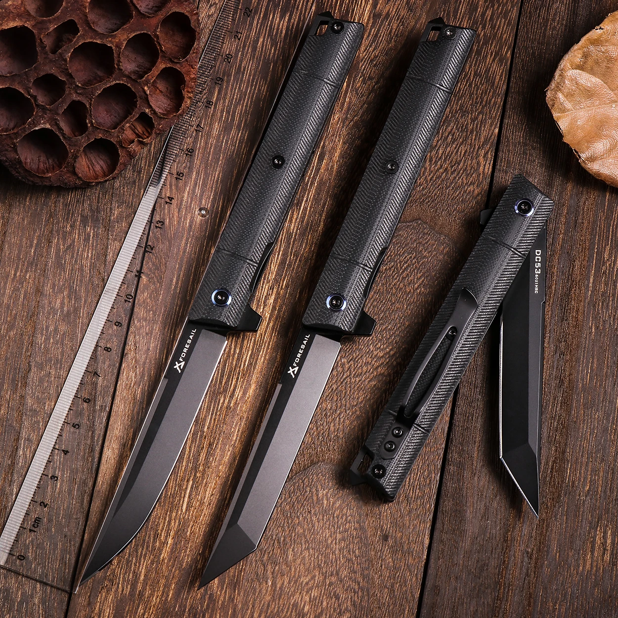 FORESAIL складной карманный нож для повседневного использования. С открывающимся отверстием, карманным зажимом, выключателем стекла. Ножи с стальным лезвием DC53. Рукоятки G10. Для использования на открытом воздухе