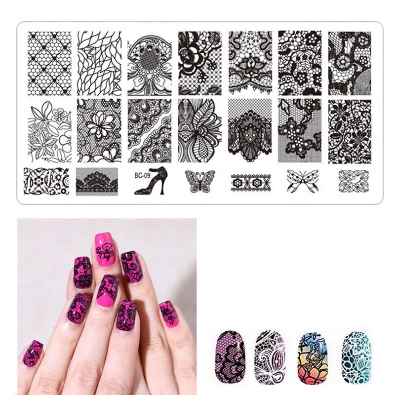 

6*12CM Nail Art Stamping Plate Pattern Lace Flower Plant Design Manicure Image Template Festival Nails Stencil Tools BC-01