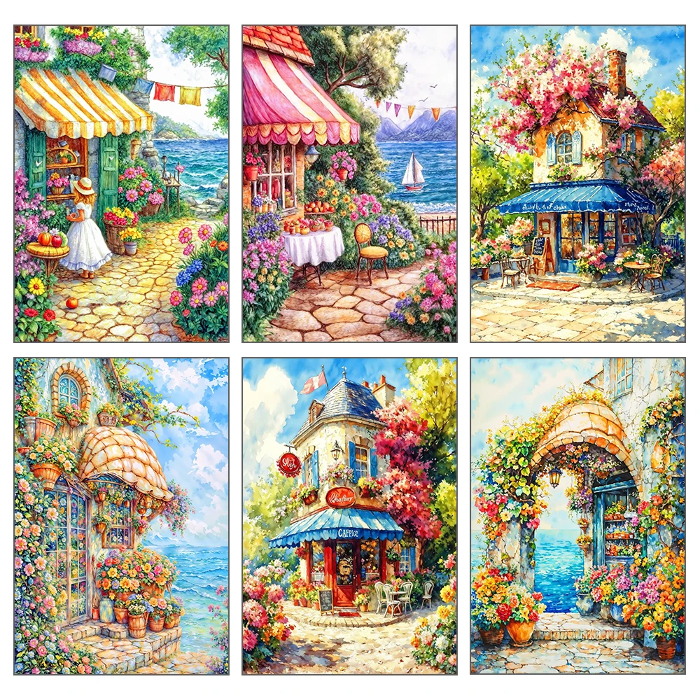 Пейзаж Европейский город алмазная живопись DIY полный круглый/квадратный горный