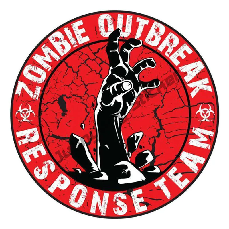 

ZOMBIE Outbreak Response Retro-reflective Cartoon Graffiti Car Sticker Motorcycles Bumper Laptop Decal Car Accessories KK16*16cm