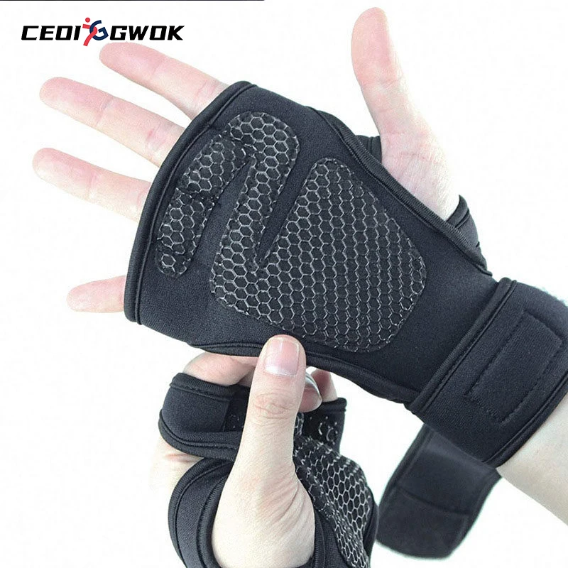 

CEOI GWOK Women Men Weight Lifting Training Gloves Fitness Sports Building Gymnastics Grips Gym Hand Palm Wrist Protector Gloves