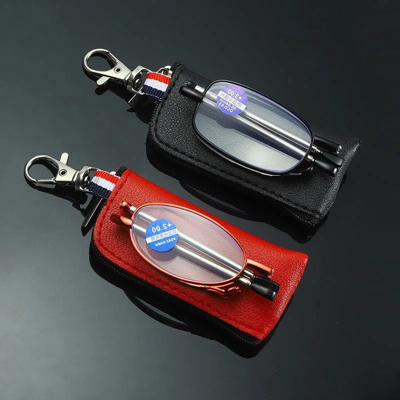 

Portable Folding Reading Glasses with Storage Women Men Blue Light Blocking Presbyopic Eyeglasses Magnifying Eyewear Keychain