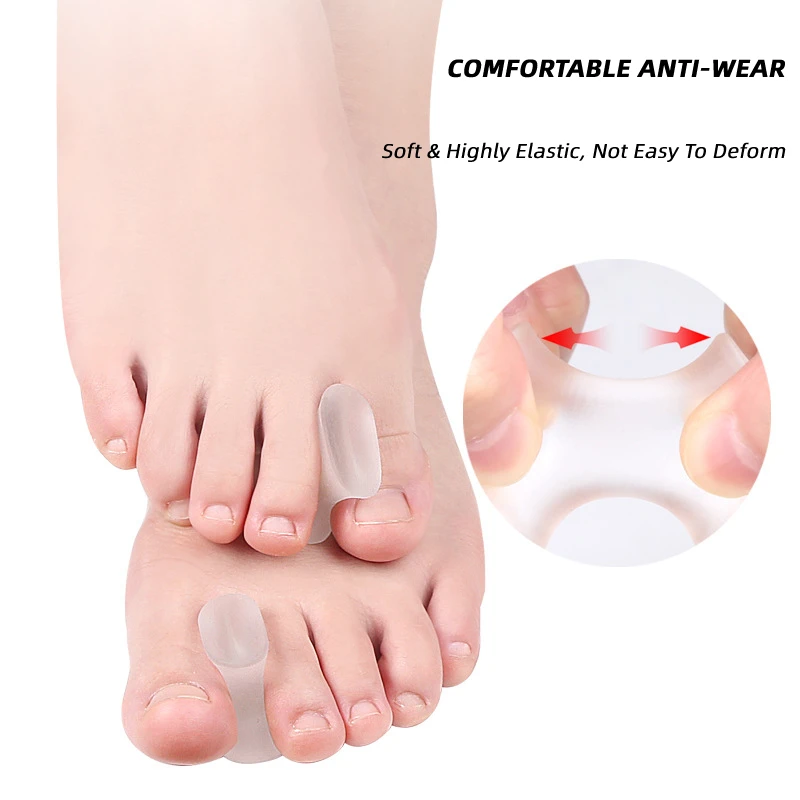 

4Pcs=2Pairs Gel Toe Separator Silicone Bunion Straightener Valgus Hallux Spacer Protector Corrector Alignment Foot Care Pedicure