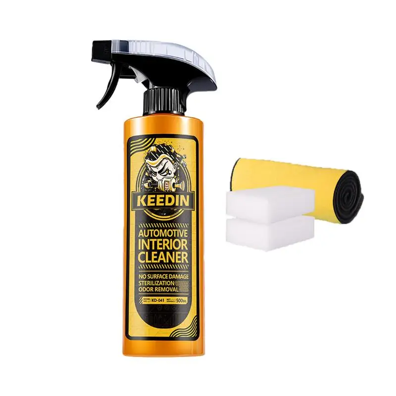 Multi-Purpose Foam Cleaner Spray with Cleaning Towel and Sponge Leather Cleaning Auto Home Surfaces Foam Cleaners for Car