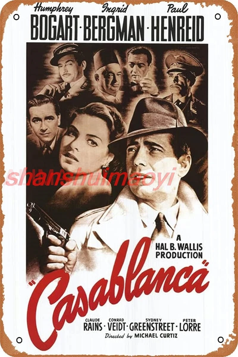 TirsShawl Casablanca (1942) классический постер фильма металлический знак винтажная