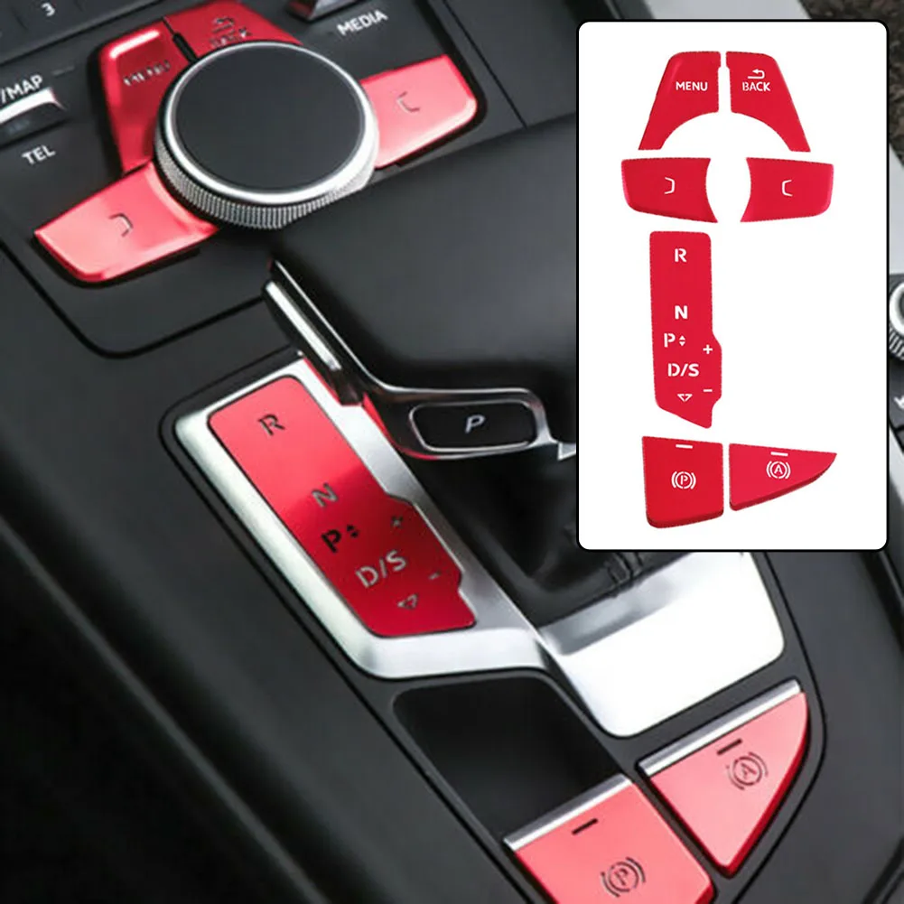 

Кнопки для мультимедиа A4 B9 A5 2017-19, крышка отделочной центральной консоли, красная сменная 7 шт. аксессуаров, алюминиевый сплав