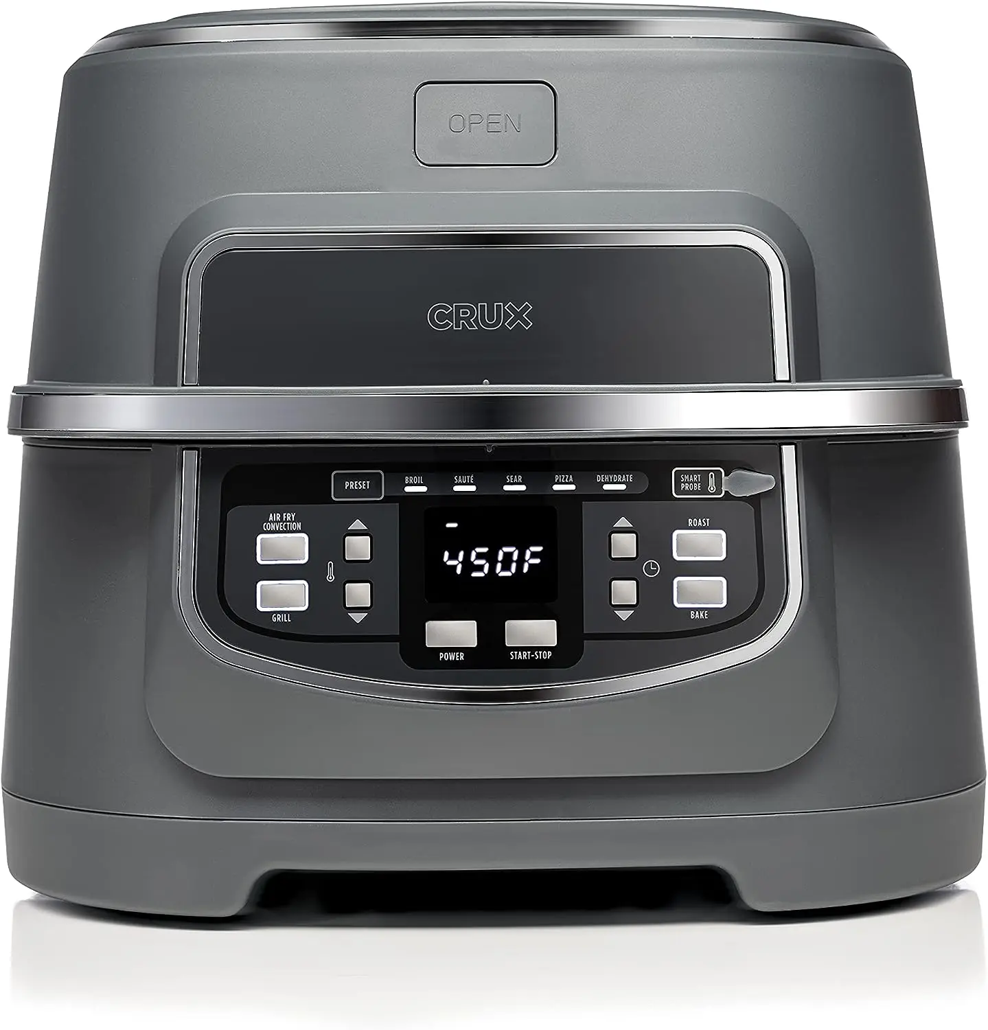 

Indoor Grill and Digital Air Fryer Oven Combo with Adjustable Temperature and 5 Preset Functions, Large 12" x 12" Grate
