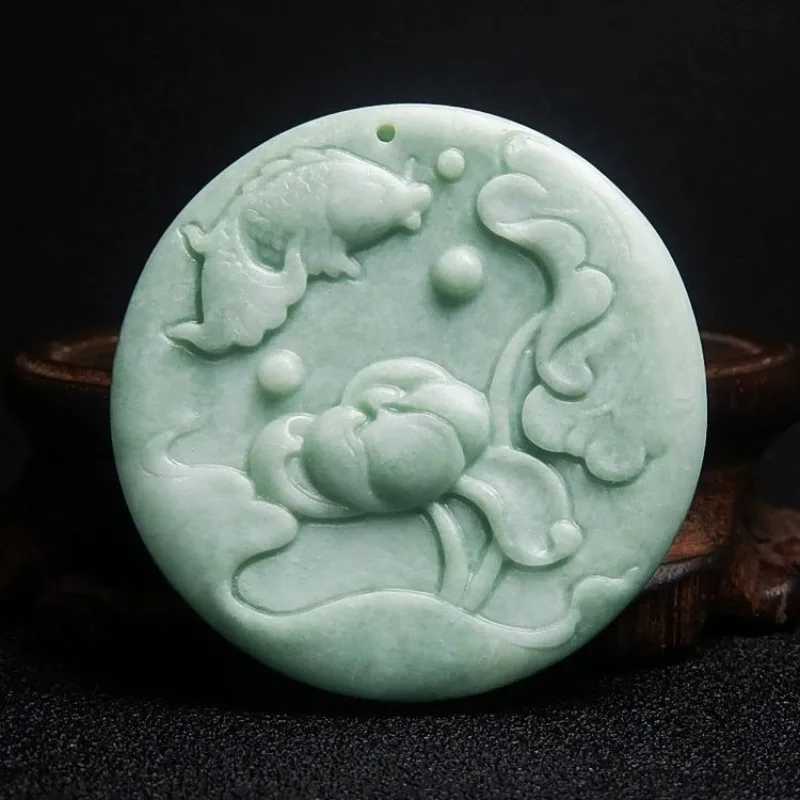 Ожерелье с натуральным зеленым лотосом ручной работы кулон из нефрита ожерелье