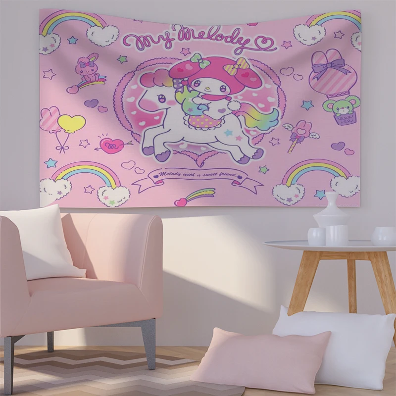 Гобелен Sanrio Kuromi Melody студенческое общежитие настенное украшение милая фотография