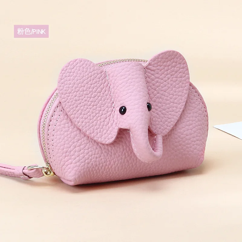 Japanese creative ins style cute elephant zipper small wallet female fresh and small genuine leather coin purse